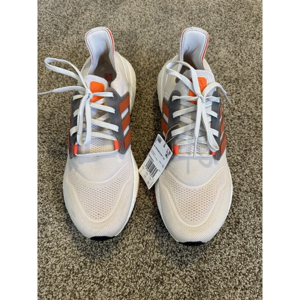 adidas® (Men's 11 M) Ultraboost™ 22 Running Shoe in Aluminium/Impact Orange